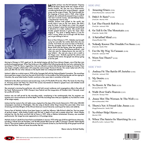 Vinyl record of Mahalia Jackson’s “Queen Of Gospel” with tracklist details.