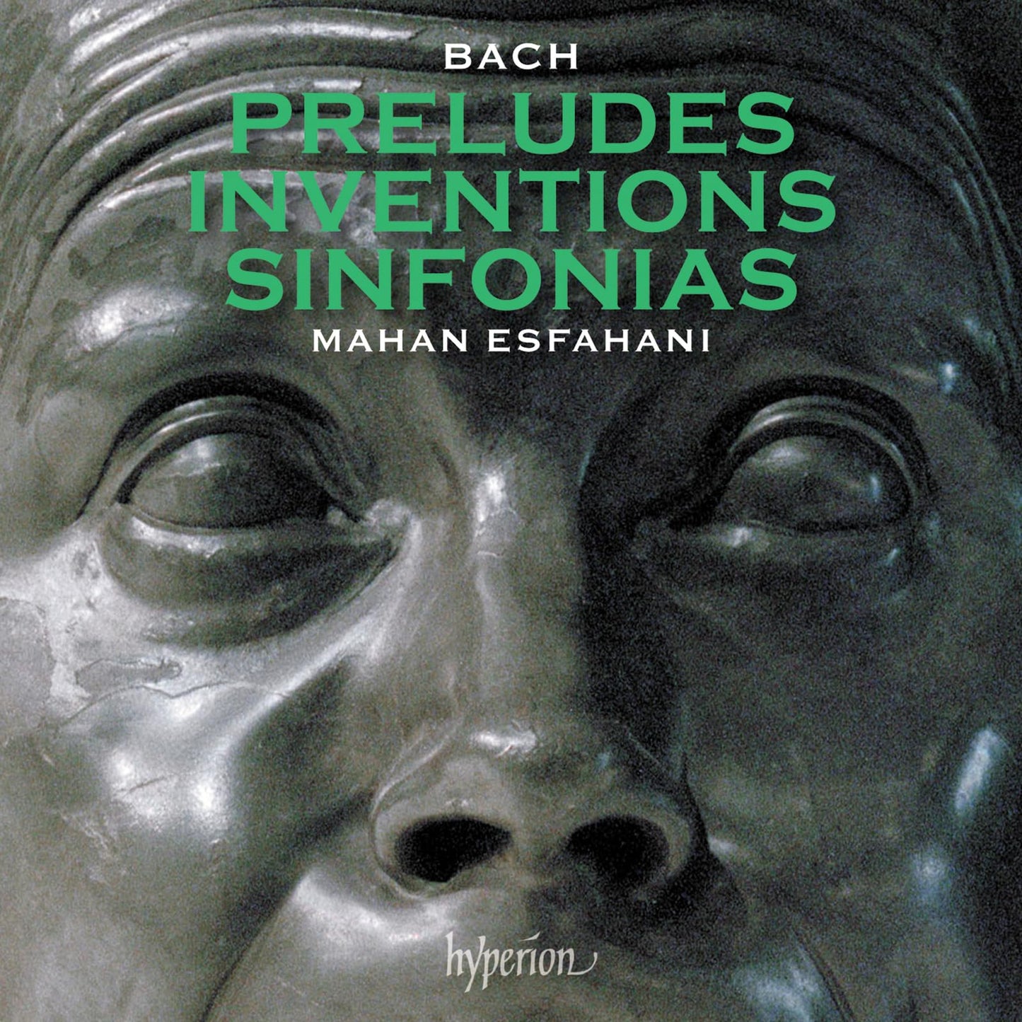 CD cover featuring a bronze sculpture and text: Bach, Preludes, Esfahani.
