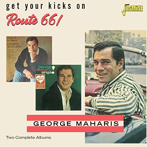 CD cover featuring portraits of George Maharis, with Route 66 imagery.