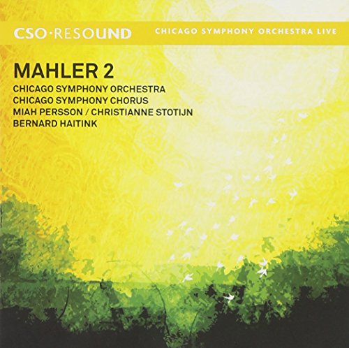 CD cover for Mahler’s Symphony No. 2 with yellow and green abstract art.