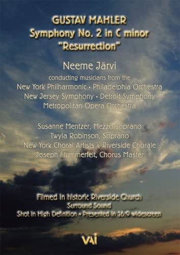 DVD cover for Mahler’s Symphony No. 2, featuring a cloudy sky.