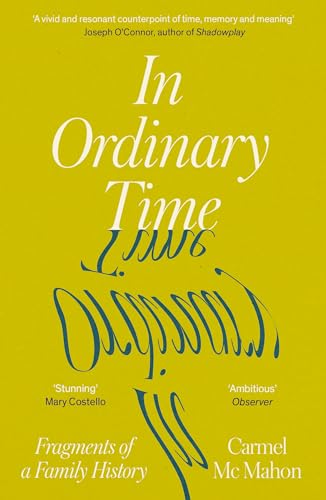 Book cover: "In Ordinary Time" by Carmel McMahon, yellow background, blue text.