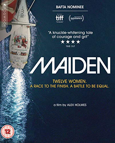 Blu-ray cover for "Maiden" showing a sailboat on choppy ocean waves.