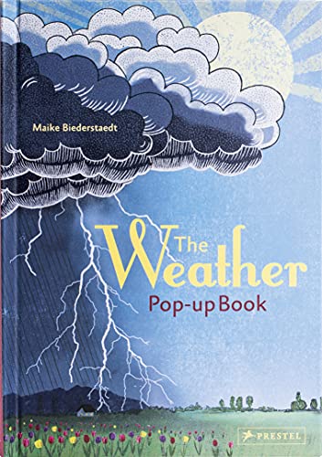 Pop-up book cover depicting stormy weather with sun, rain, and lightning.