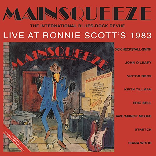CD cover for Mainsqueeze’s “Live At Ronnie Scott’s 1983” with cartoon illustration.