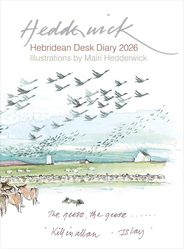 2026 Hebridean desk diary cover with watercolor painting of birds and landscape.