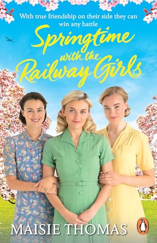 Book cover featuring three smiling women in vintage dresses, blossoming trees.