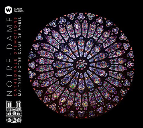 Notre-Dame de Paris CD cover featuring a vibrant rose window.