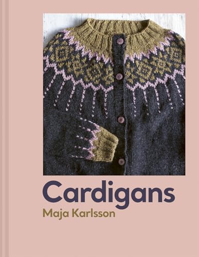 Book cover featuring a dark grey knitted cardigan with a patterned yoke and buttons.