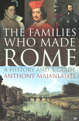 Book cover featuring historical portraits above a painting of the Tiber River and Rome.