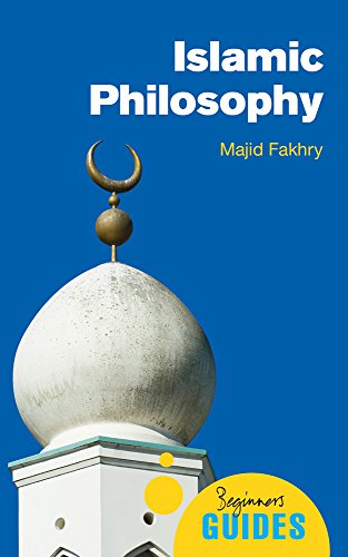 Book cover: "Islamic Philosophy" by Majid Fakhry, with a mosque dome.