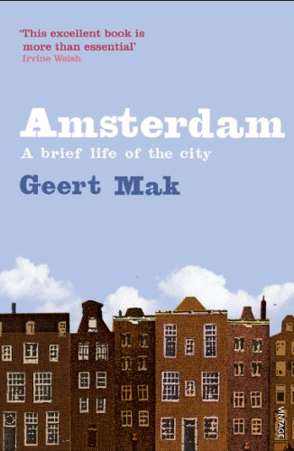 Book cover for “Amsterdam: A brief life of the city” with buildings.