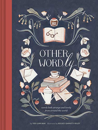 Book cover with illustrated floral design, stacked books, and teacup.