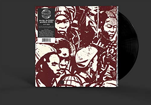 Red and white abstract portrait collage, vinyl record album cover.