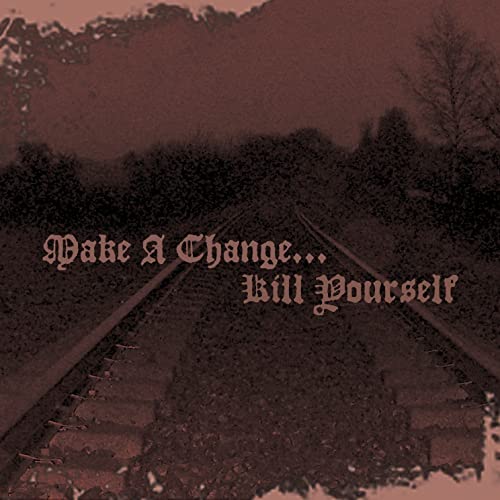 CD cover with railway tracks receding into a dark, misty landscape.