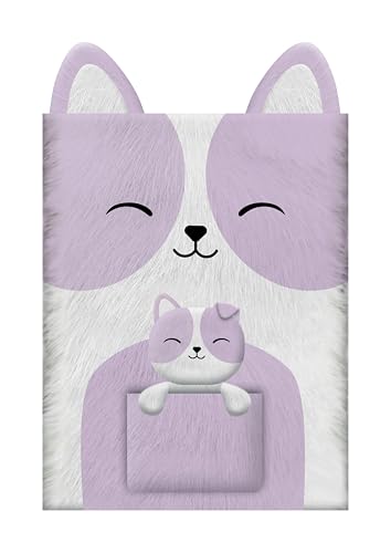 Corgi-themed sketchbook with a fluffy face and a puppy in a pocket.