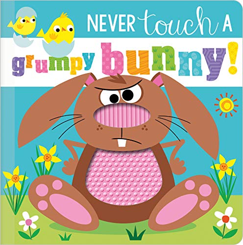 Book cover featuring an illustrated grumpy brown bunny with pink paw pads.