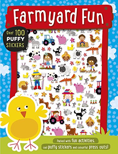 Farmyard sticker book with puffy animal and vehicle stickers, plus a chick.
