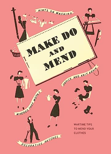 Book cover with pink background, illustrations of women mending clothes, and title text.