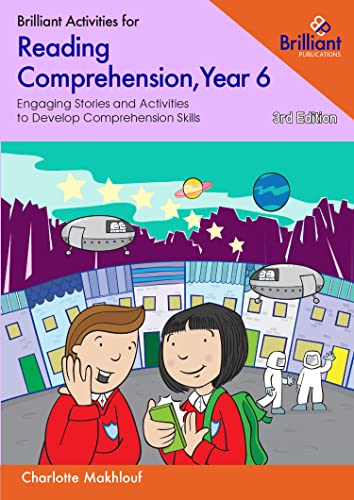 Year 6 reading comprehension workbook cover with children and spaceships.
