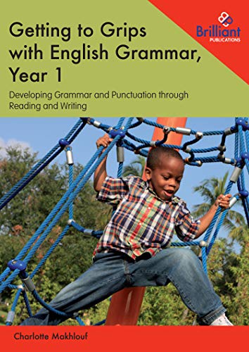 Year 1 English grammar workbook cover with a child on a climbing frame.