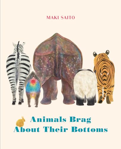 Book cover featuring animal rear ends: zebra, elephant, tiger, and rabbit.