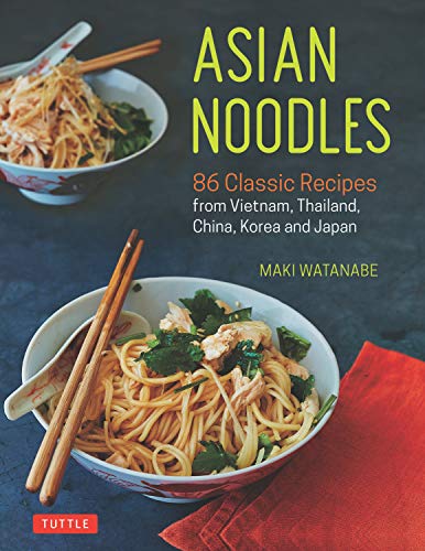 Cookbook cover featuring noodle bowls with chopsticks, titled "Asian Noodles.