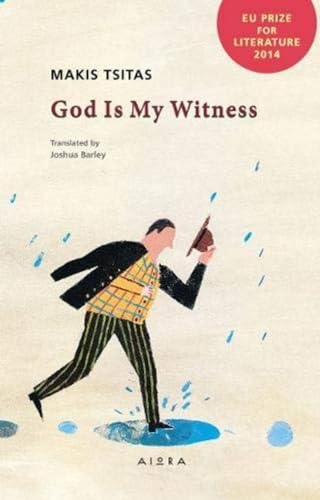Book cover: illustrated man running with a book, blue splashes.