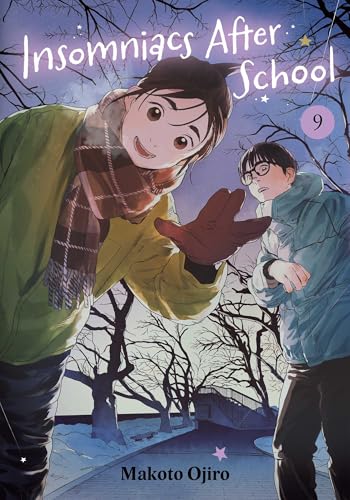 Manga cover featuring a girl and boy in winter clothes against a night sky.