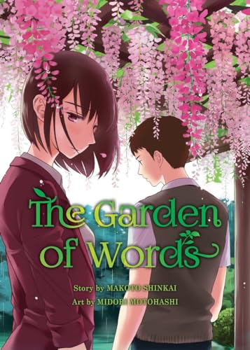 Anime-style book cover featuring two figures under blooming wisteria.