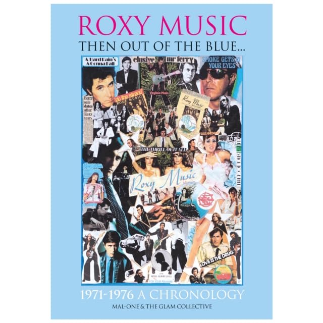 Collage of Roxy Music band members and album art, 1971-1976 chronology.