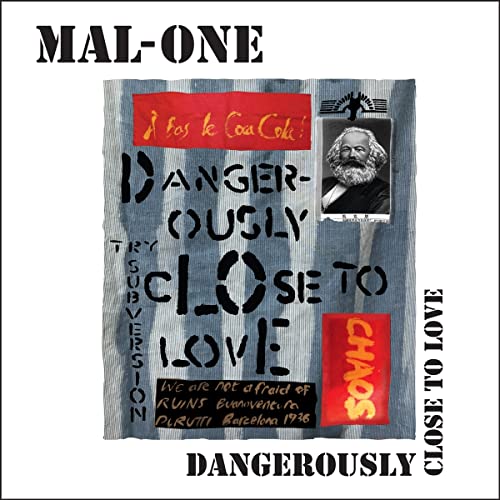 Vinyl record cover featuring collage of text, portraits, and distressed denim.