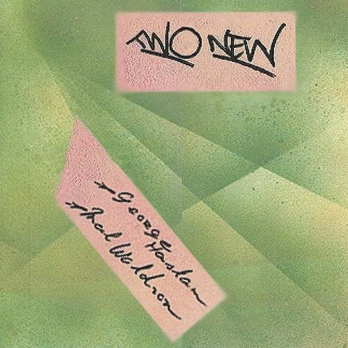 CD cover with abstract green and pink geometric design, handwritten text.
