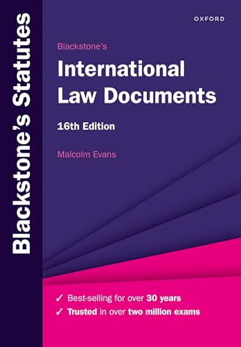 Purple cover of "Blackstone's International Law Documents," 16th edition textbook.