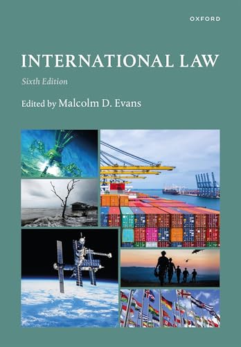 Book cover for "International Law," sixth edition, with collage imagery.