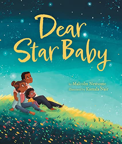 Book cover: family looking at stars on a grassy hill.