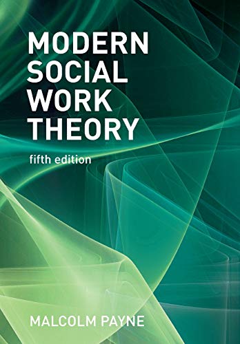 Book cover for Modern Social Work Theory, Fifth Edition by Malcolm Payne, with green background.