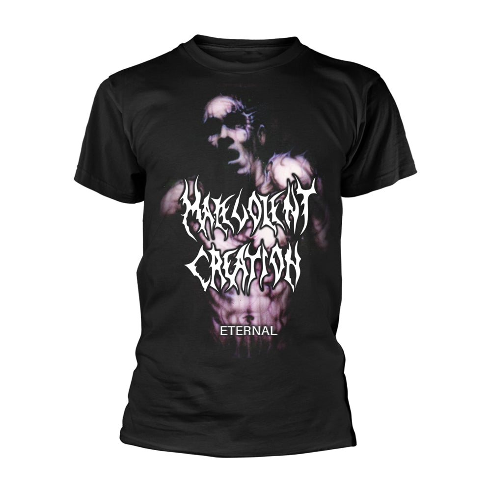 Black t-shirt with album art for Malevolent Creation’s “Eternal.”