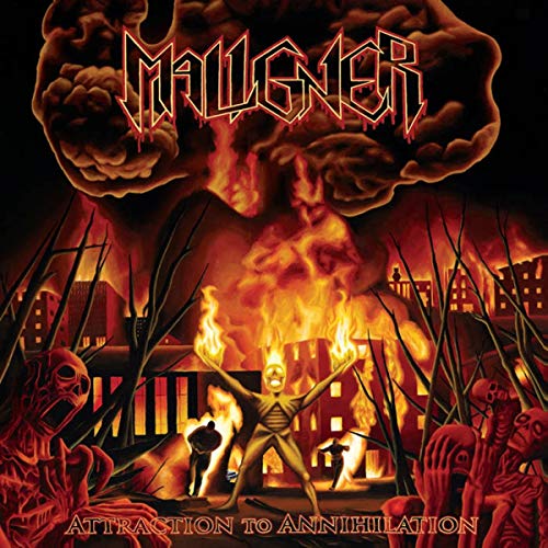 Album cover showing a burning city with skeletons and a central flaming figure.