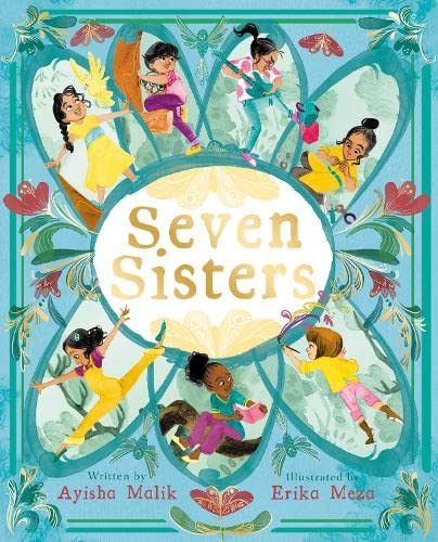 Book cover: “Seven Sisters” depicts diverse girls in dynamic poses.