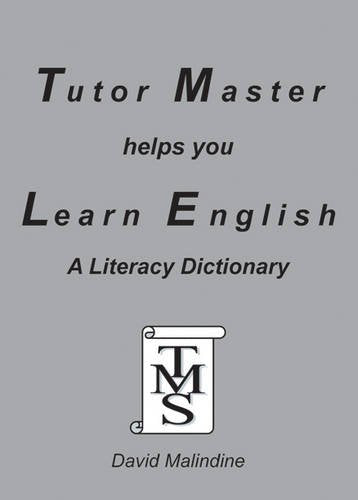 Book cover titled Tutor Master helps you Learn English with a scroll logo.