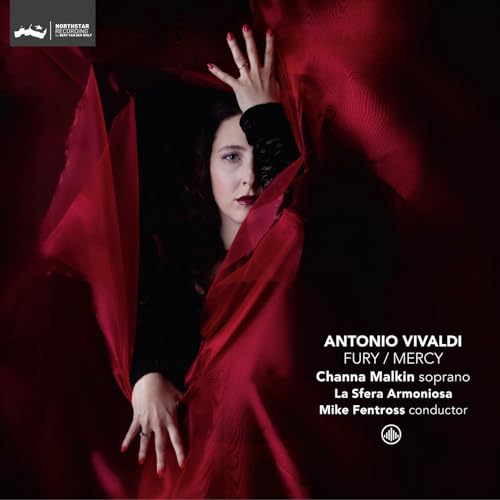 CD cover: soprano Channa Malkin with red fabric, dark background.