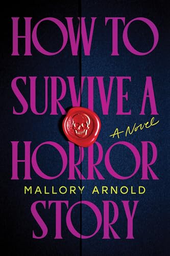 Book cover with purple text, a red skull seal, and dark background.