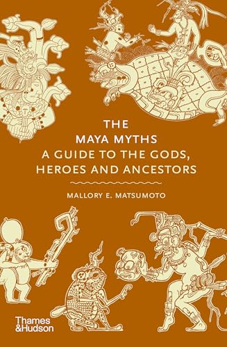 Book cover titled The Maya Myths with orange background and cream-colored Mayan style illustrations.