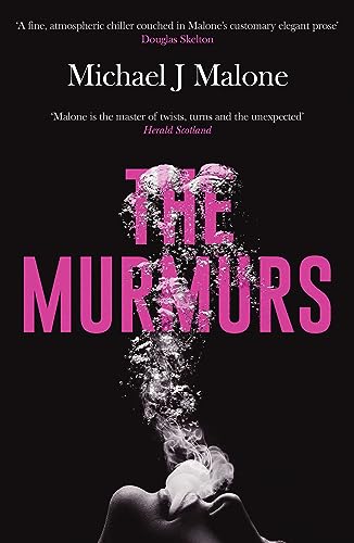 Book cover: “The Murmurs” with pink, fractured title and shadowy figure.