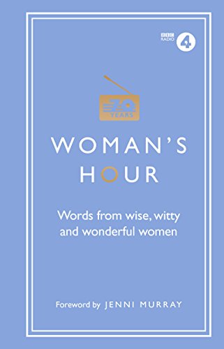 "Woman's Hour" book cover with blue background, white text, and orange radio logo.