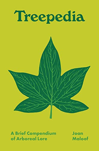Book cover titled Treepedia with a large green leaf on a lime background.