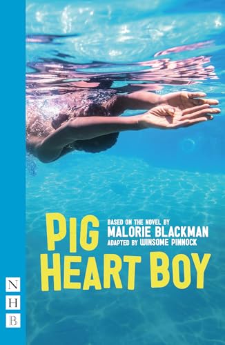 A person swims underwater in clear blue water on the Pig Heart Boy book cover.