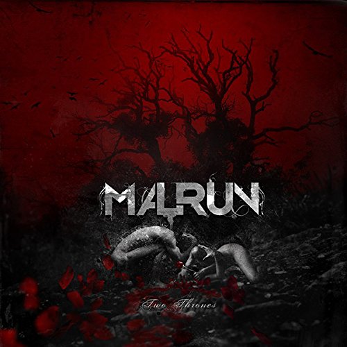 Dark album cover for Malrun's "Two Thrones" with figures and bare trees.