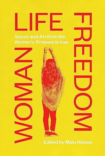 Book cover with yellow background, red text, and a woman raising her arms.